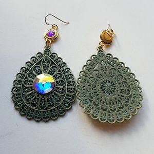 GASOLINE GLAMOUR Jewelry - GYPSY MEDALLION patina drop OPAL earrings new GASOLINE GLAMOUR Jewelry - GYPSY MEDALLION patina drop OPAL earrings new